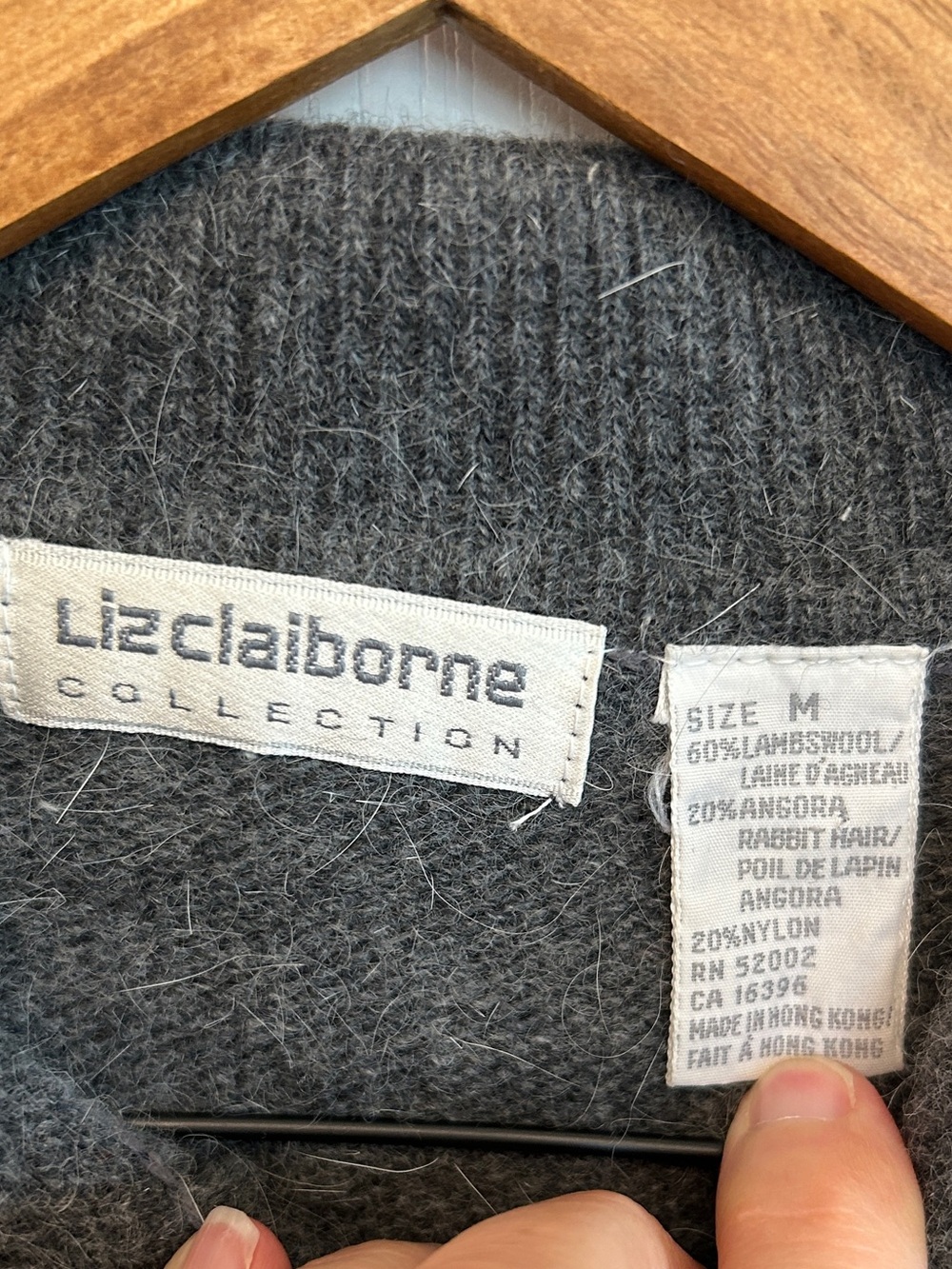 Vintage Liz Claiborne Lambswool Angora Polo Sweater Women's M EUC - Picture 2 of 5